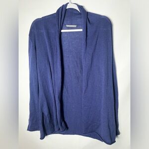 Alashan Women's Open Cardigan Cotton Cashmere Blend Dark Blue Sweater Size S